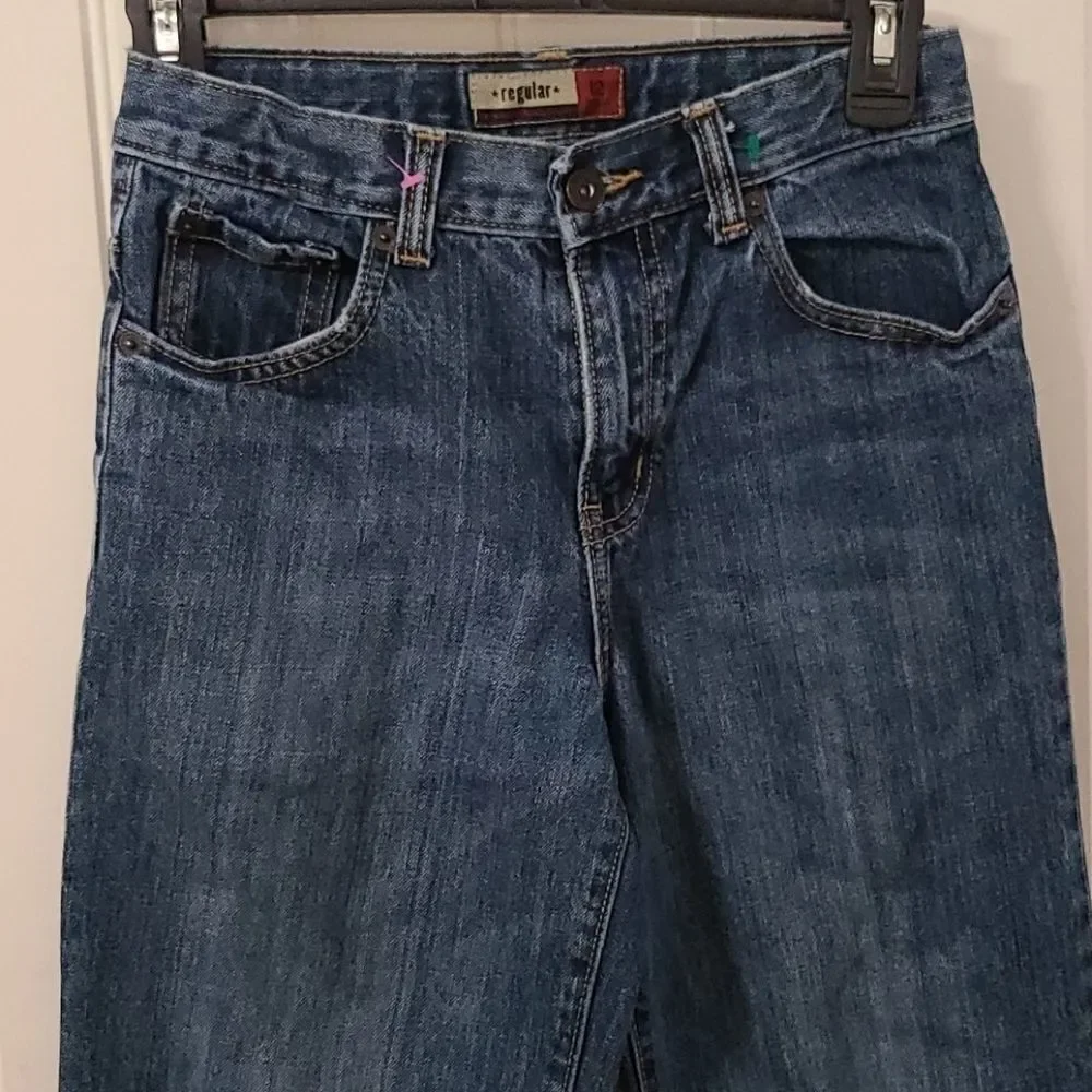 Old Navy Boys 12 Straight Leg Jeans Adjustable Waist Medium Wash Denim Everyday